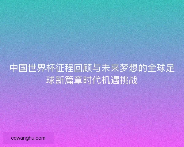中国世界杯征程回顾与未来梦想的全球足球新篇章时代机遇挑战
